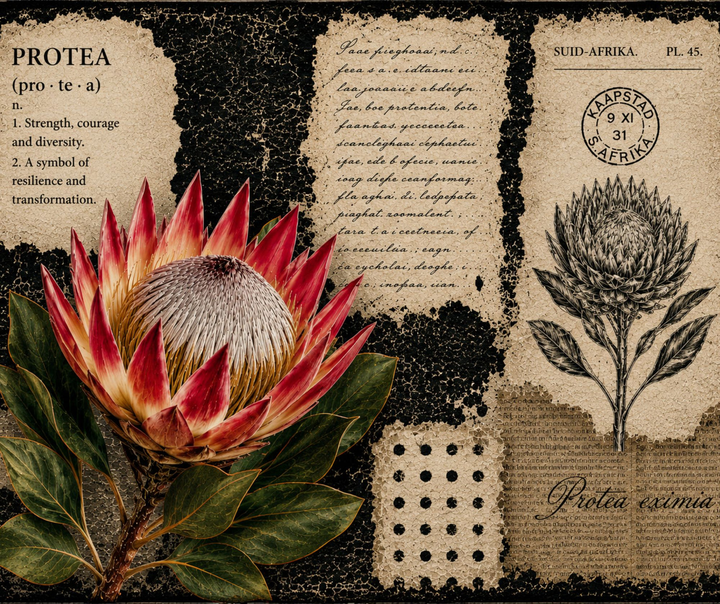 Neoprene Mousepad Black & White Protea