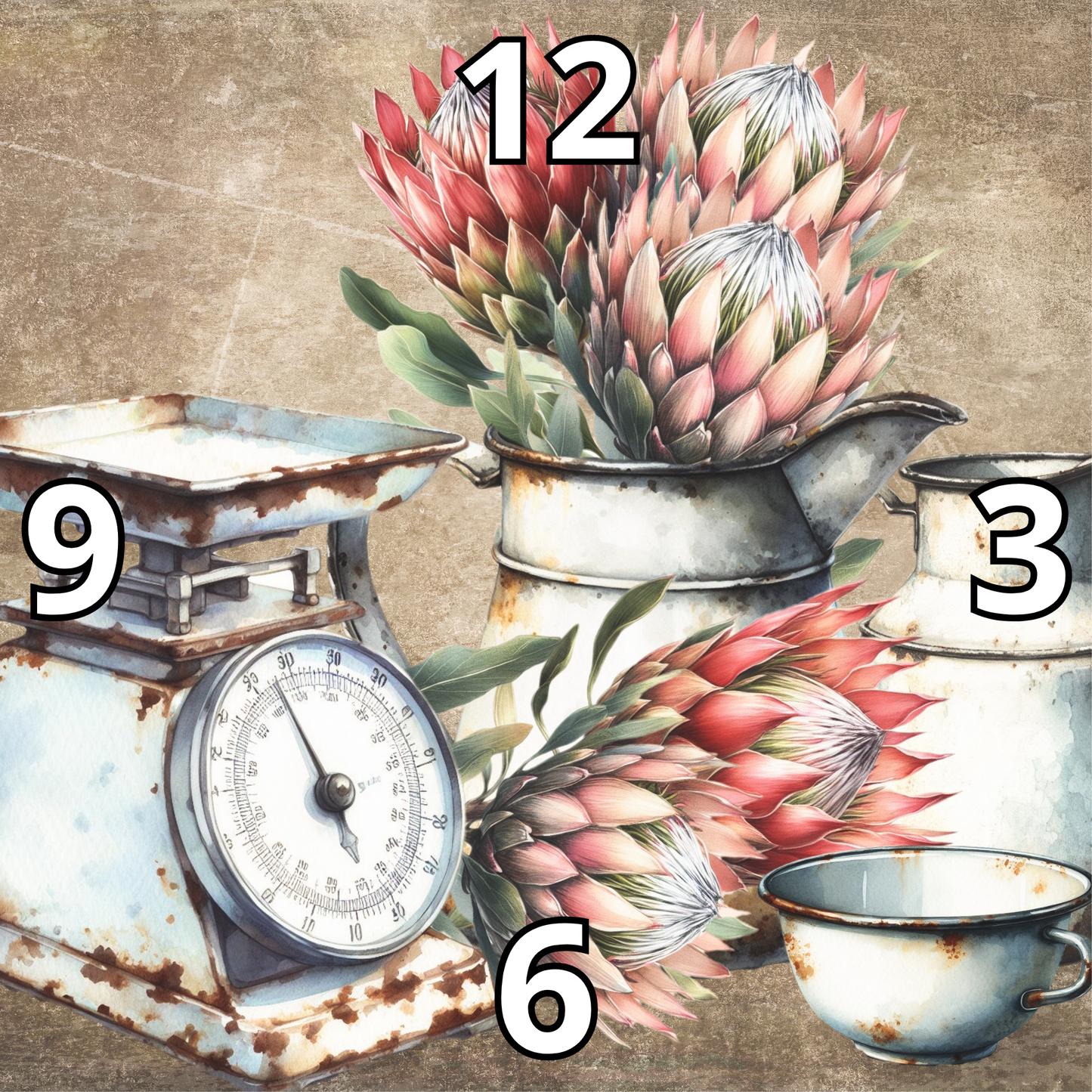 Rock Clock Enamel Protea