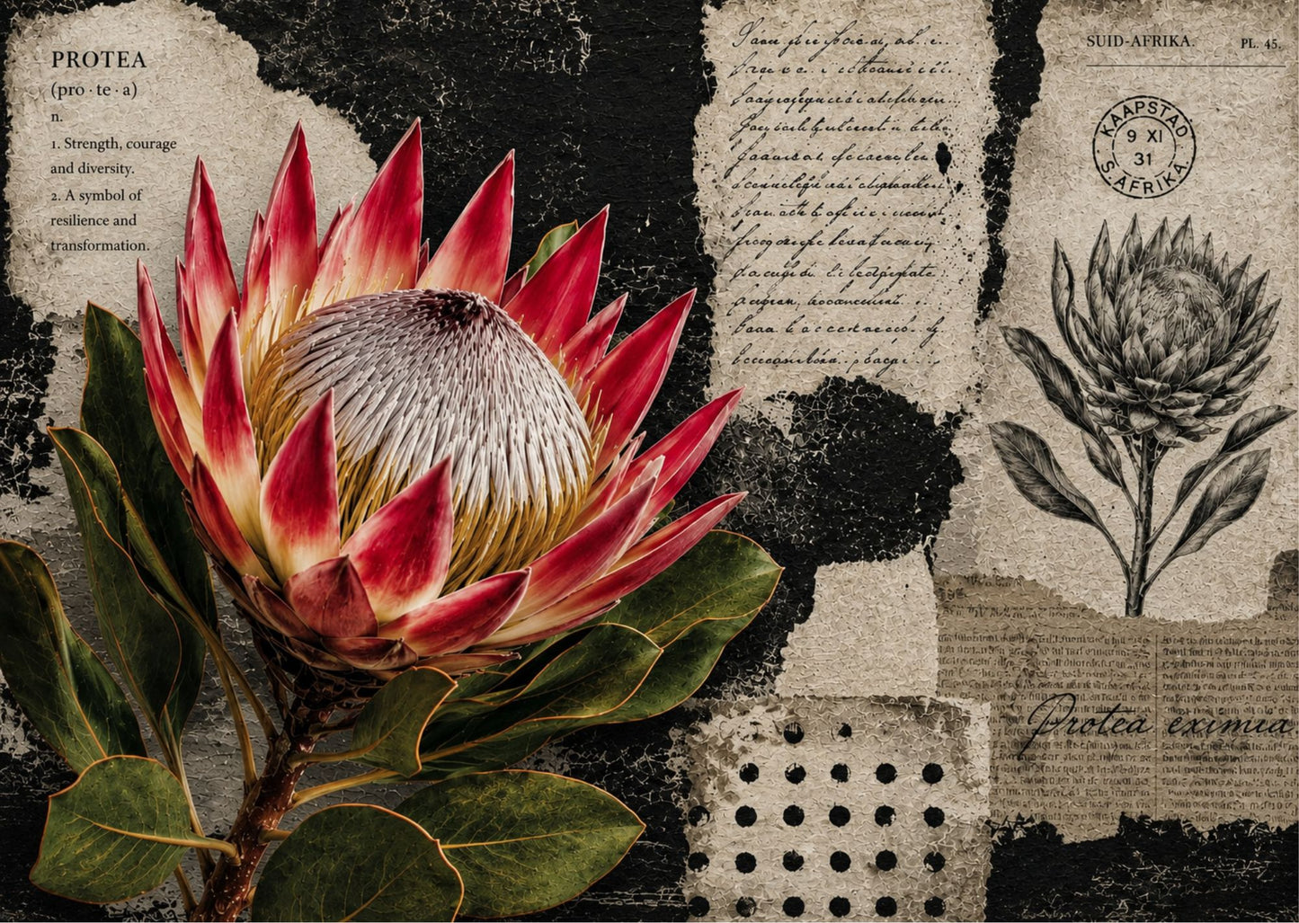Pot Holder Black & White Protea