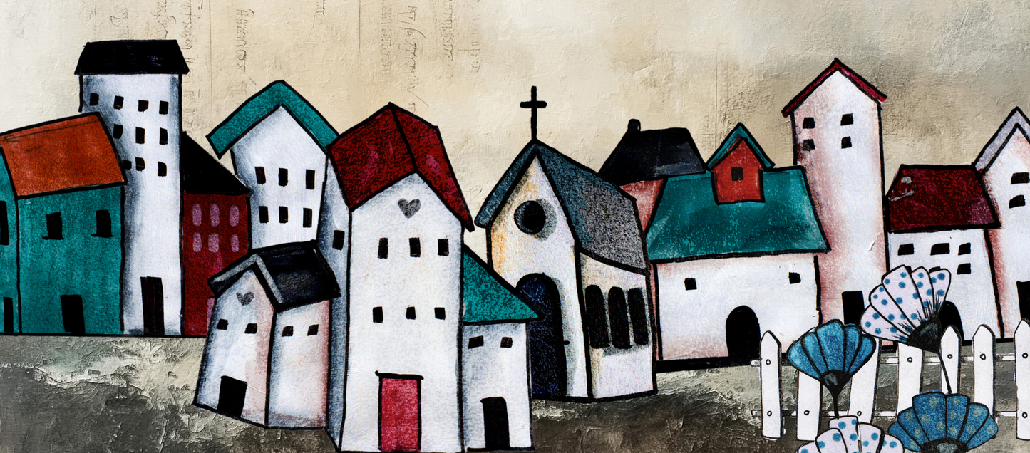 Two Tone Coffee Mug Artsy Houses
