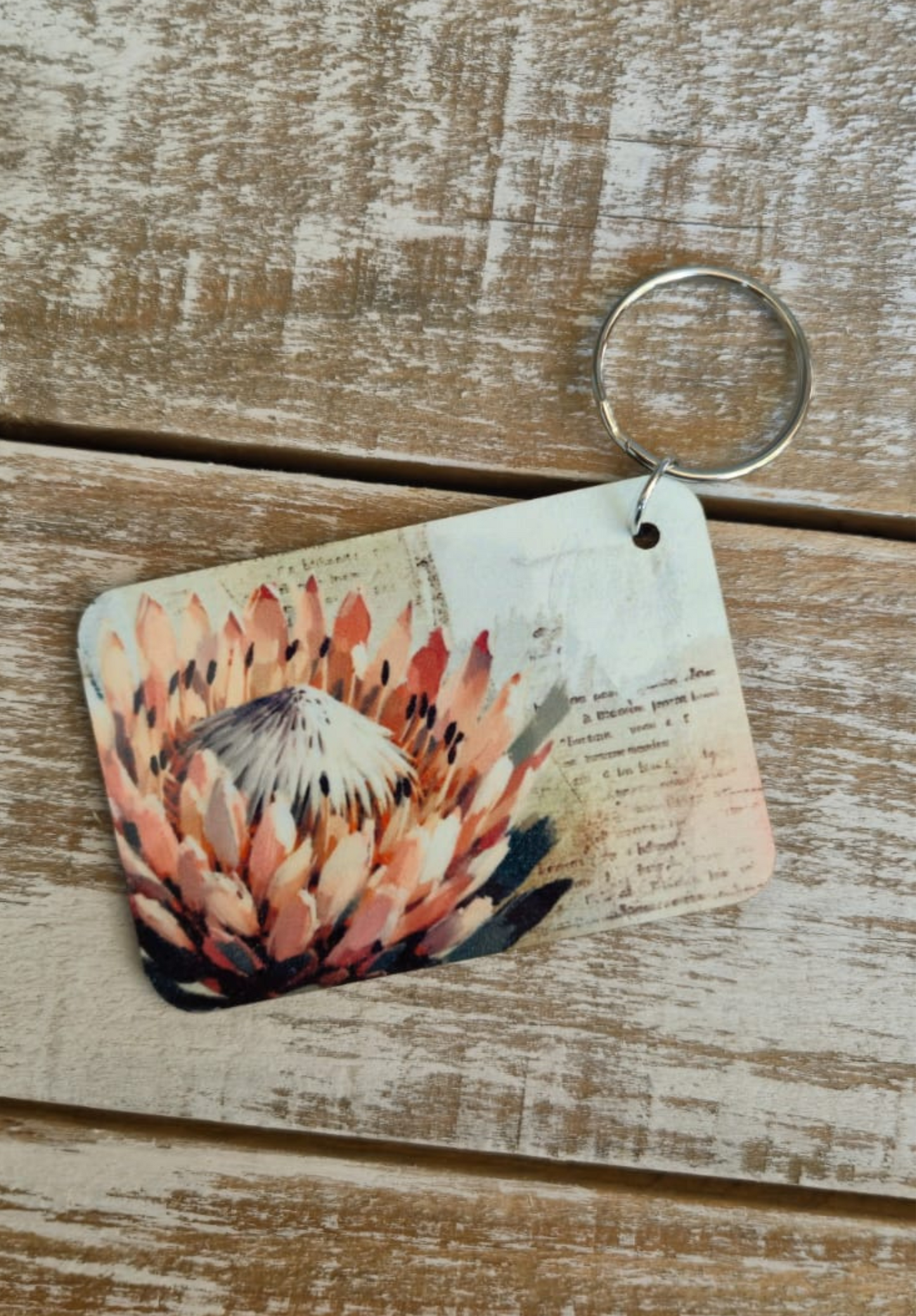 MDF Keyring Natural Protea