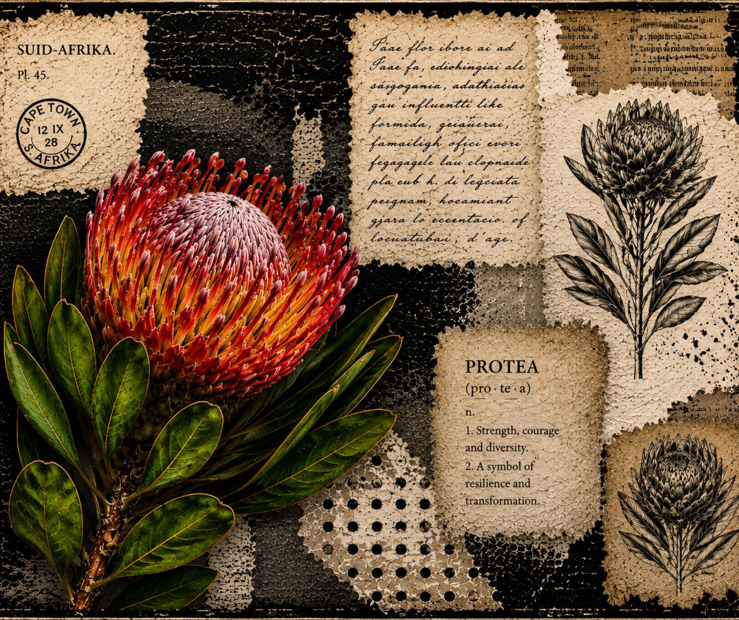 Neoprene Mousepad Black & White Protea