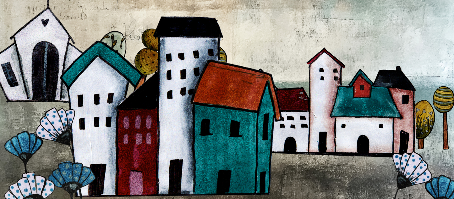 Two Tone Coffee Mug Artsy Houses