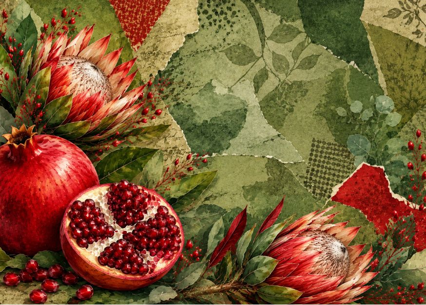 MDF Keyring Pomegranate