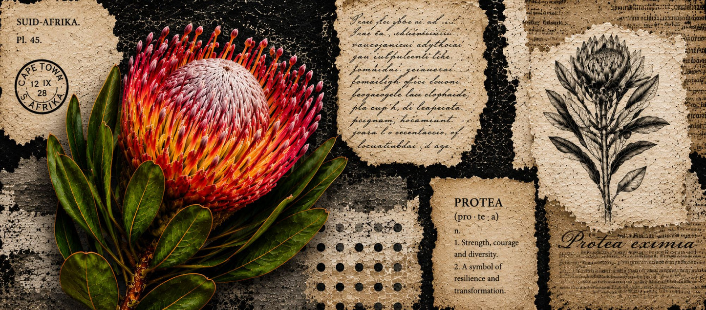 Two Tone Coffee Mug Black & White Protea