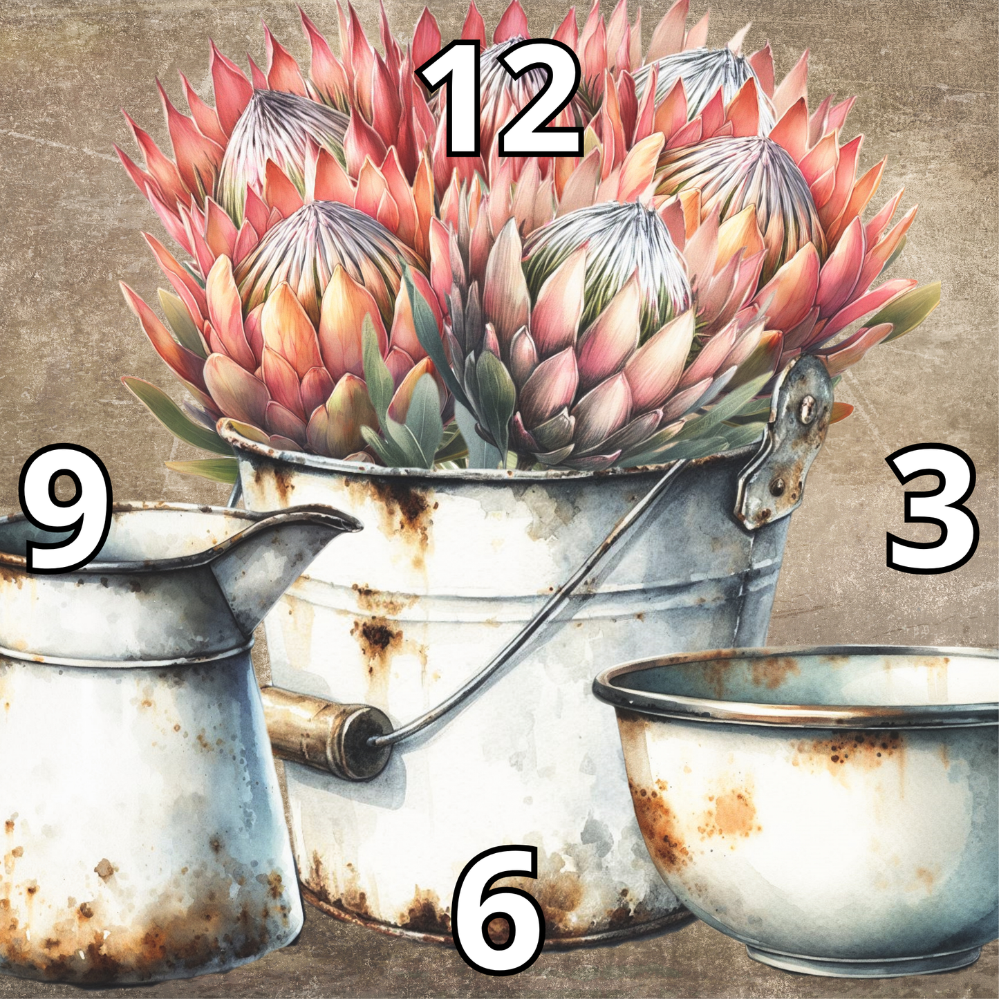 Rock Clock Enamel Protea