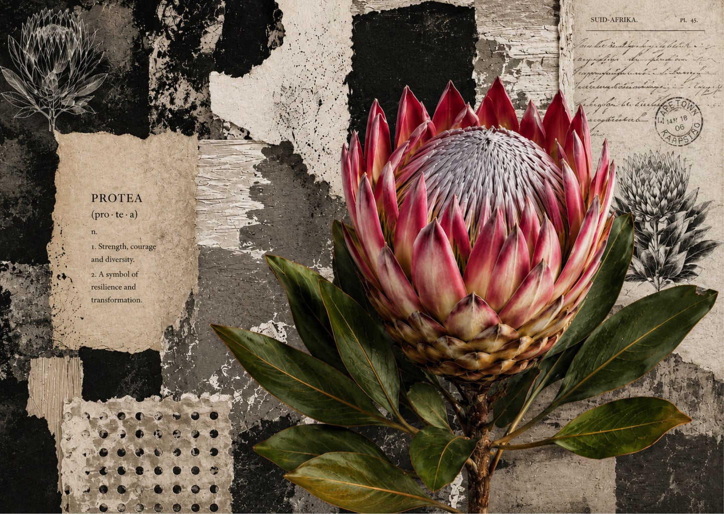 Pot Holder Black & White Protea
