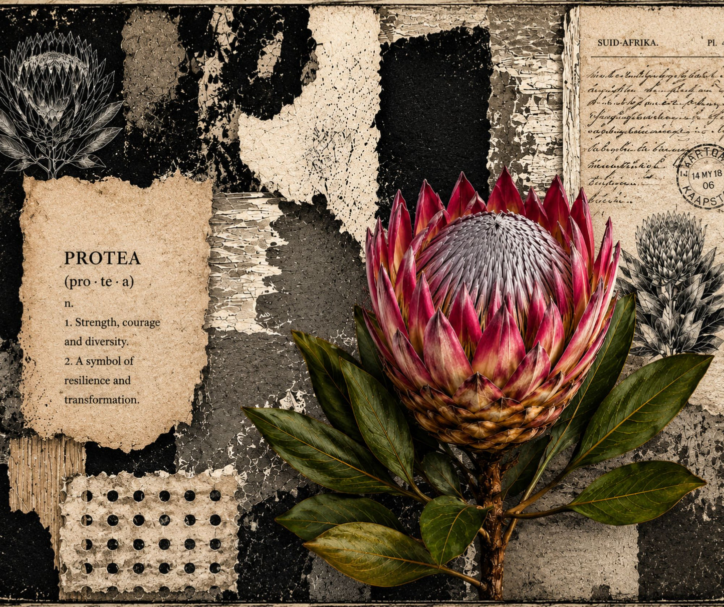 Neoprene Mousepad Black & White Protea