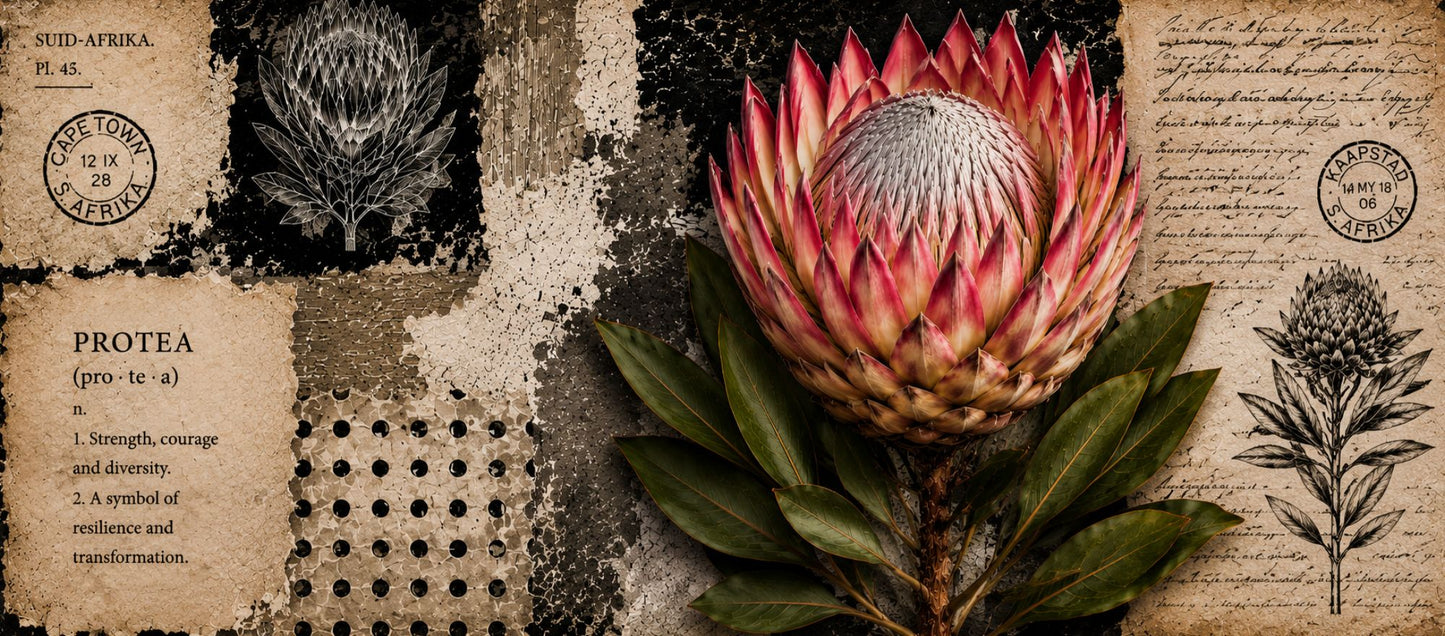Two Tone Coffee Mug Black & White Protea