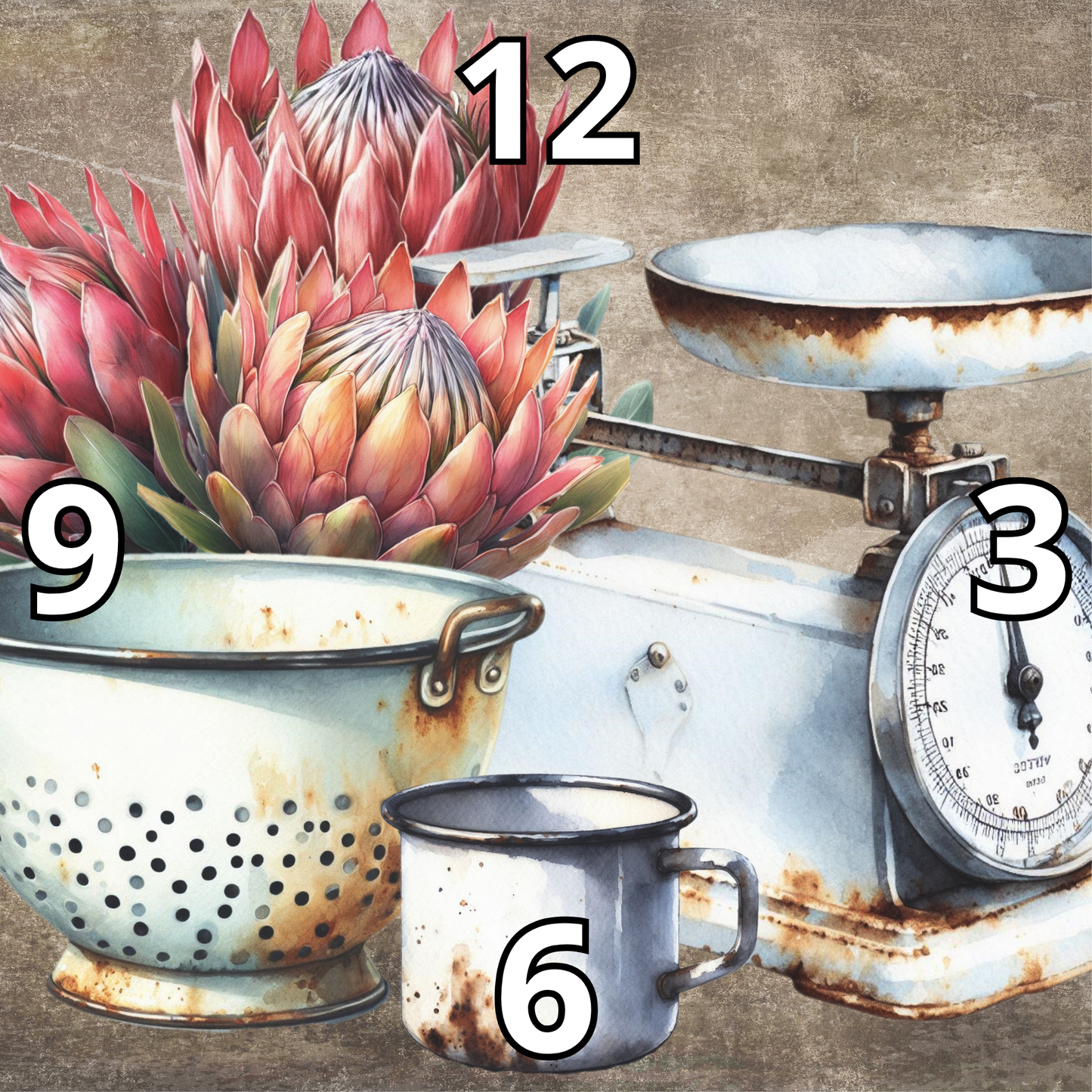 Rock Clock Enamel Protea