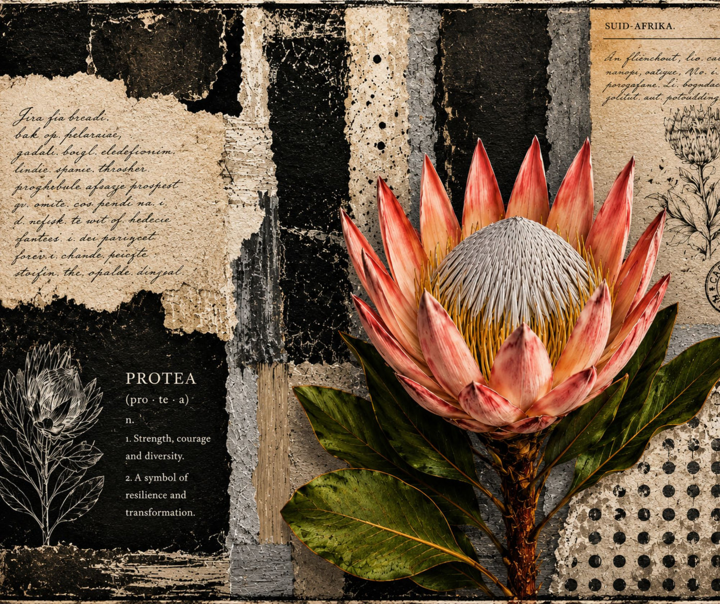 Neoprene Mousepad Black & White Protea