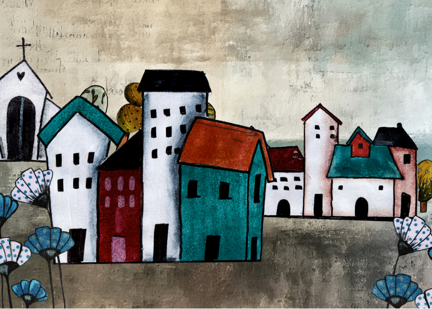 MDF Keyring Artsy Little Houses