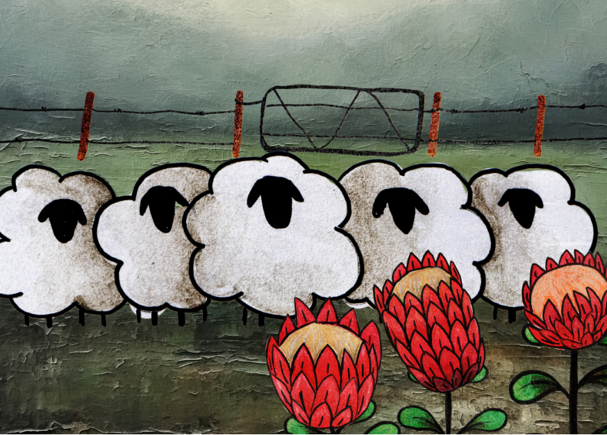 MDF Keyring Artsy Sheep