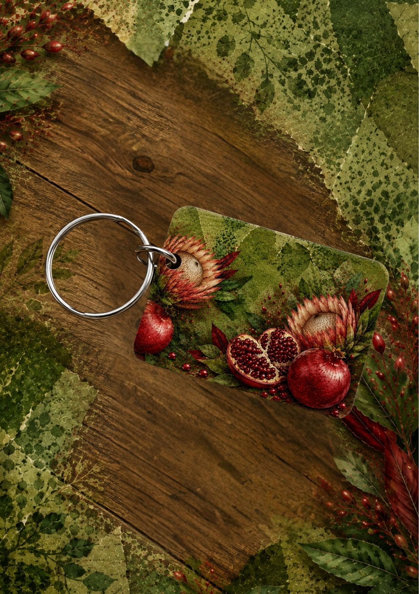 MDF Keyring Pomegranate