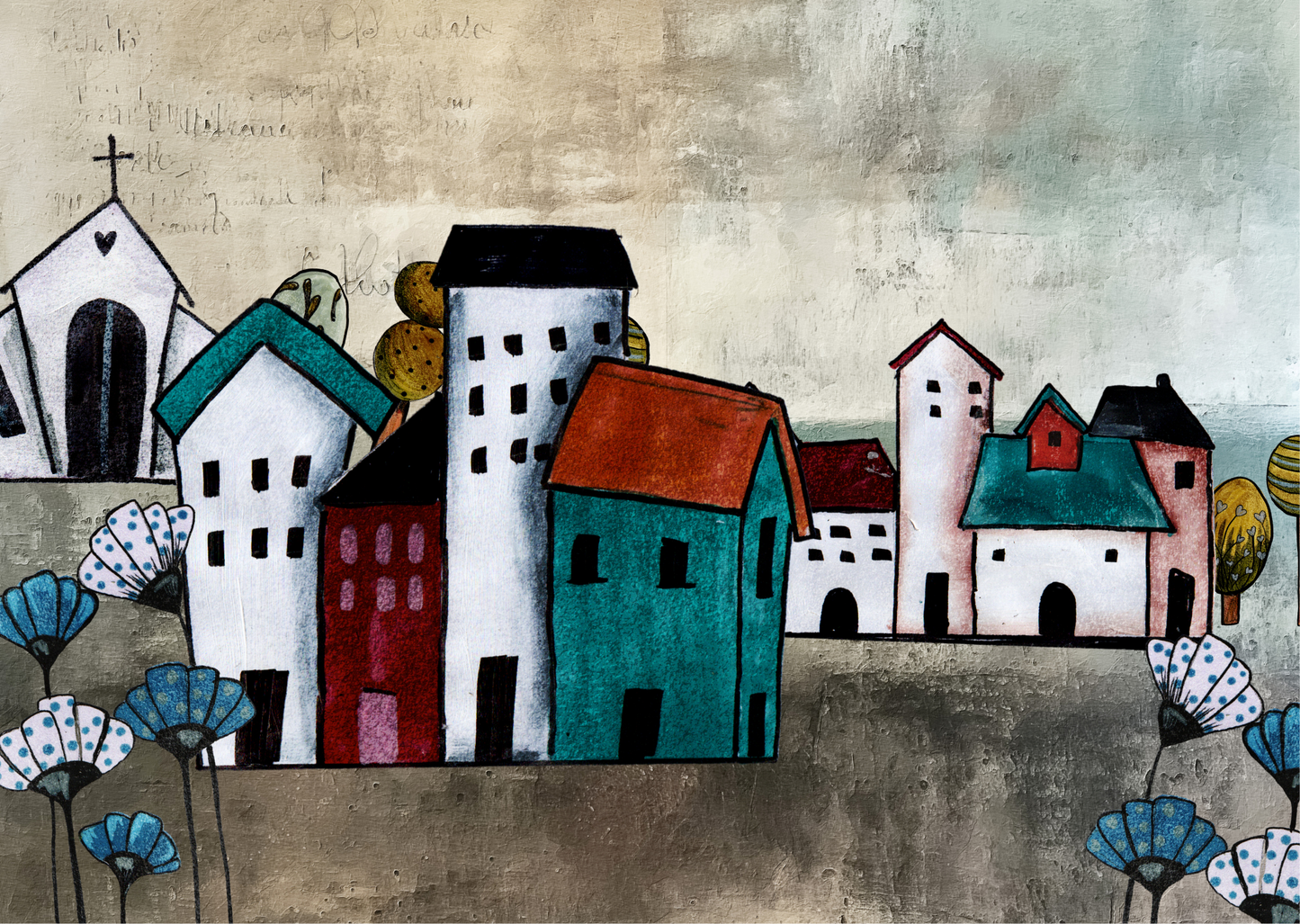 Neoprene Mousepad Artsy Little Houses