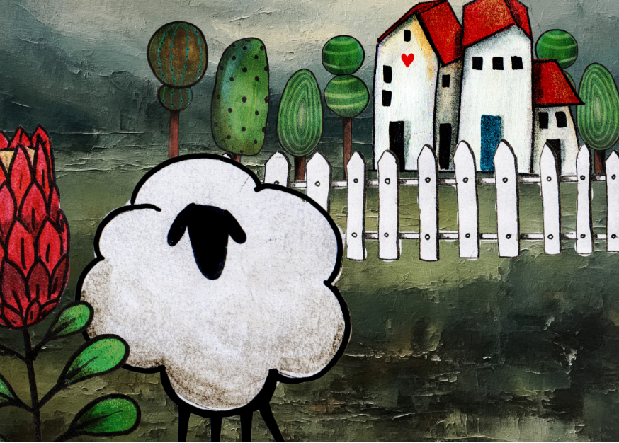MDF Keyring Artsy Sheep