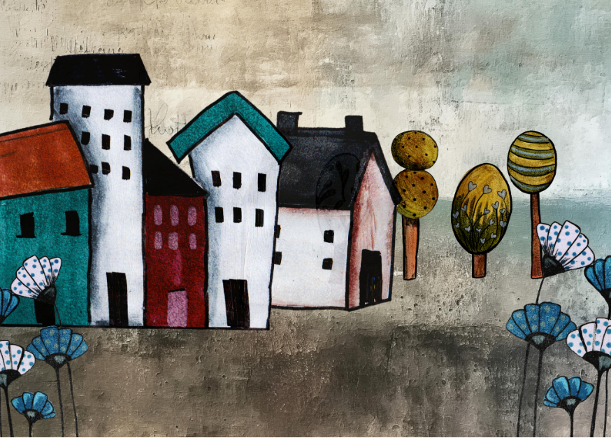 MDF Keyring Artsy Little Houses