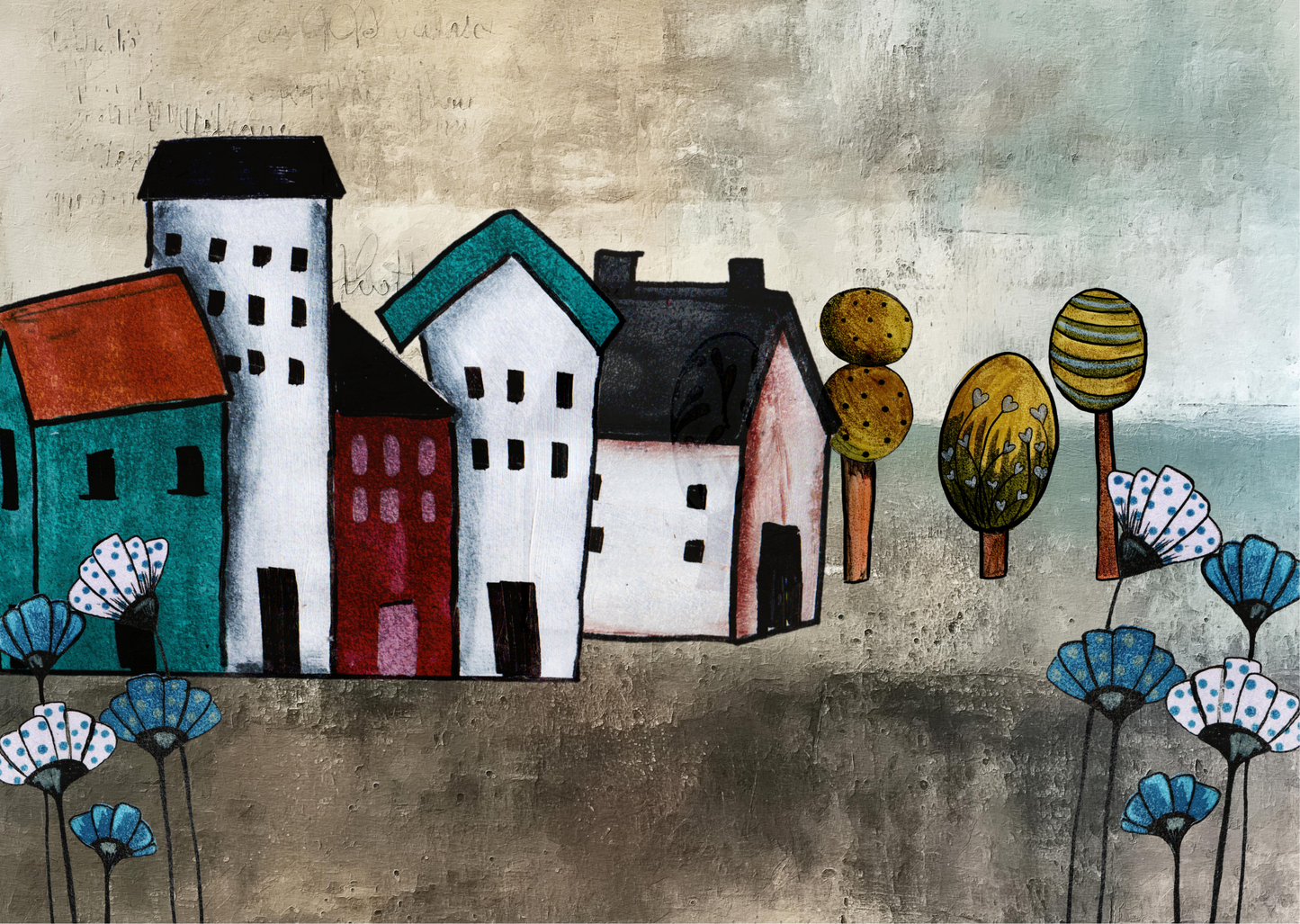 Neoprene Mousepad Artsy Little Houses