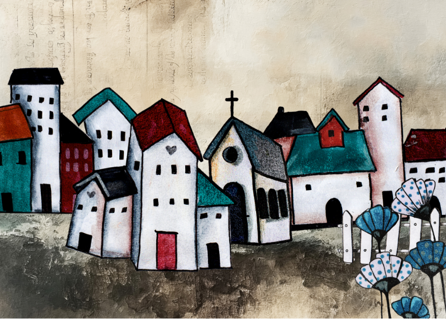 MDF Keyring Artsy Little Houses