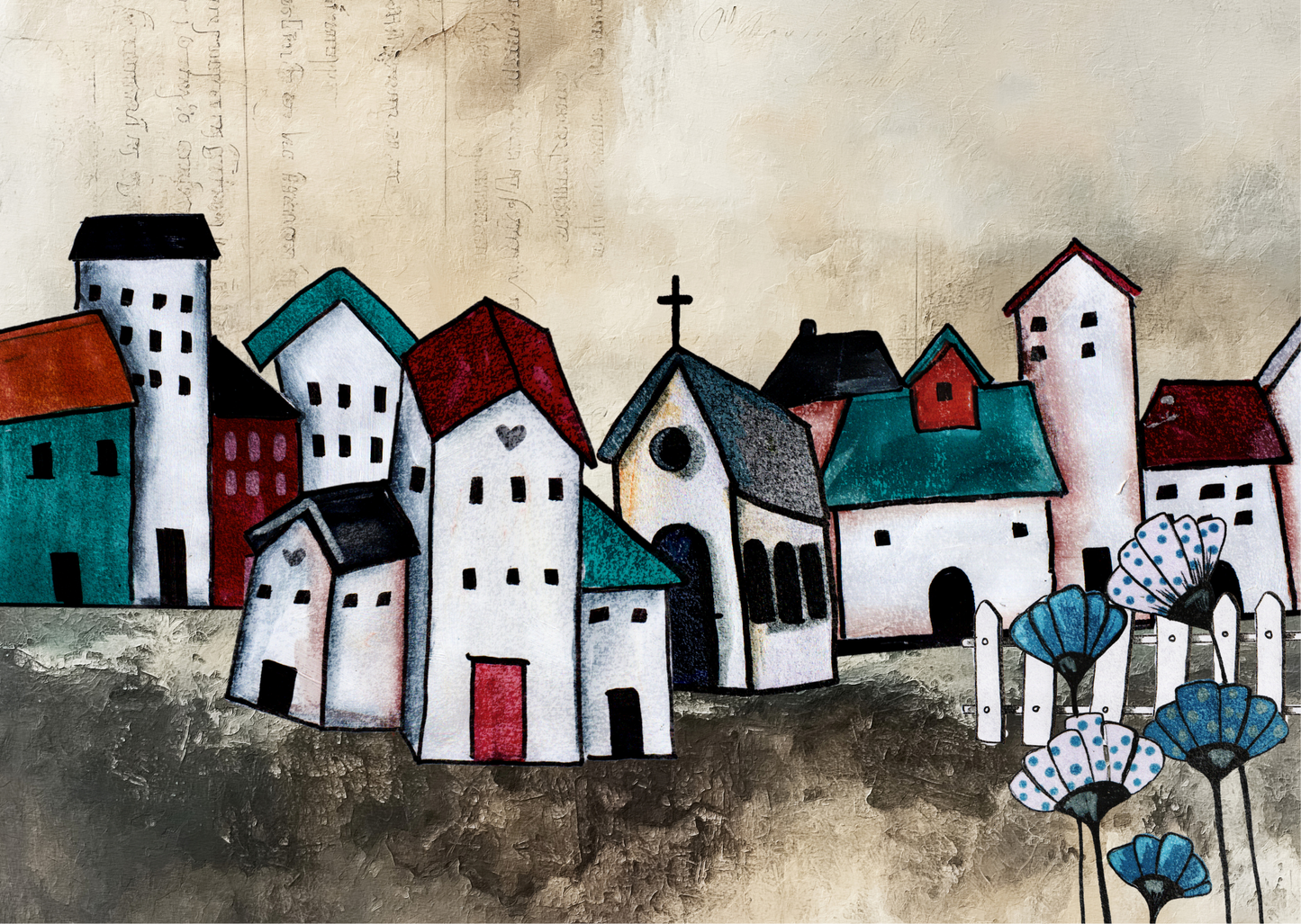 Neoprene Mousepad Artsy Little Houses