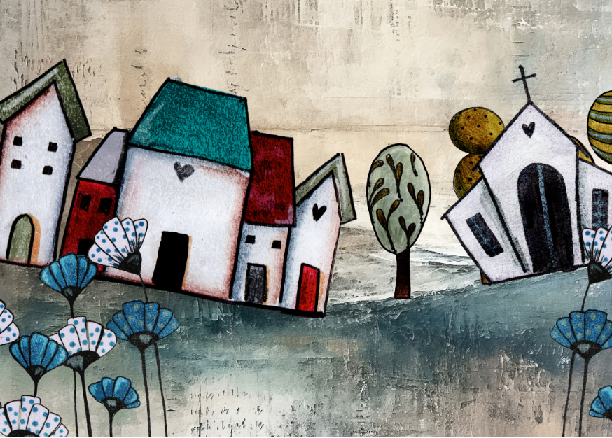 MDF Keyring Artsy Little Houses