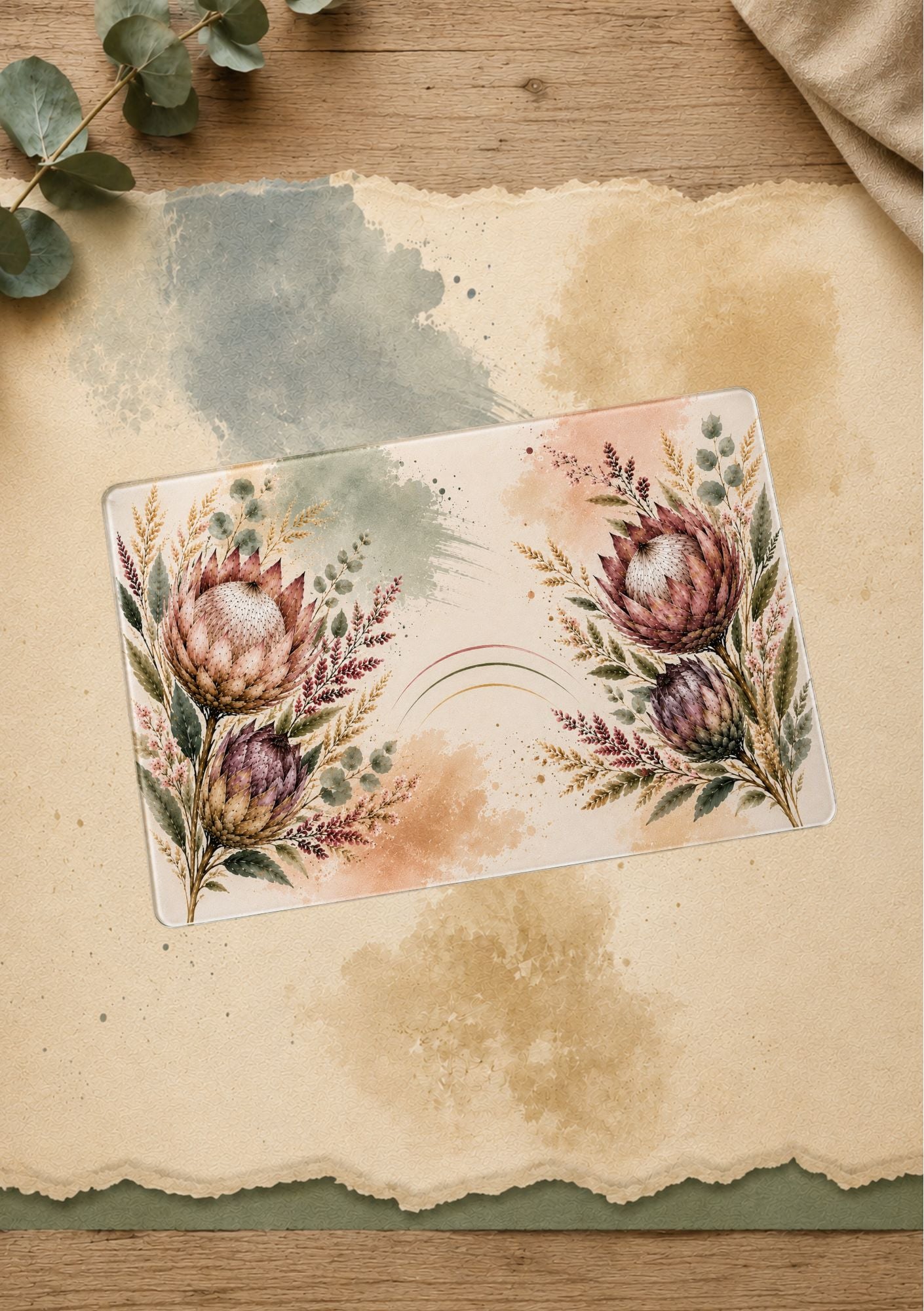 Glass Cutting Board Protea