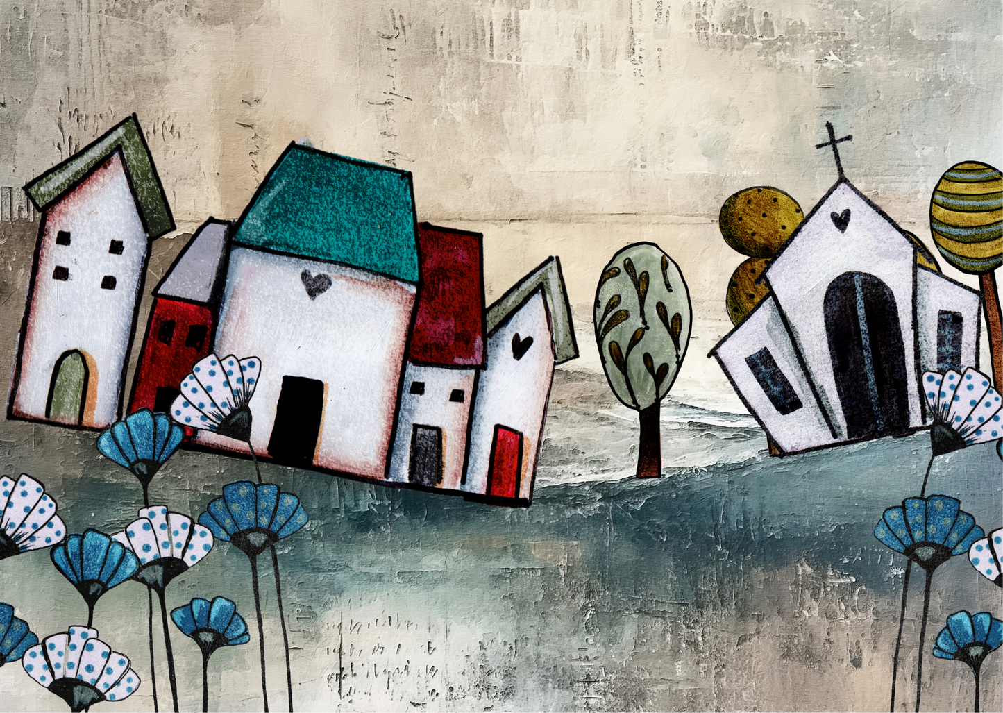 Neoprene Mousepad Artsy Little Houses
