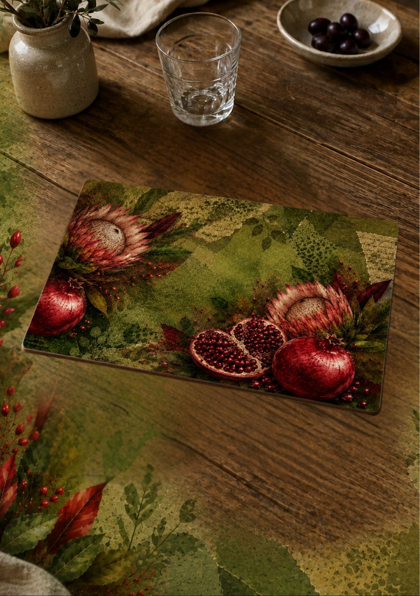Glass Cutting Board Pomegranate