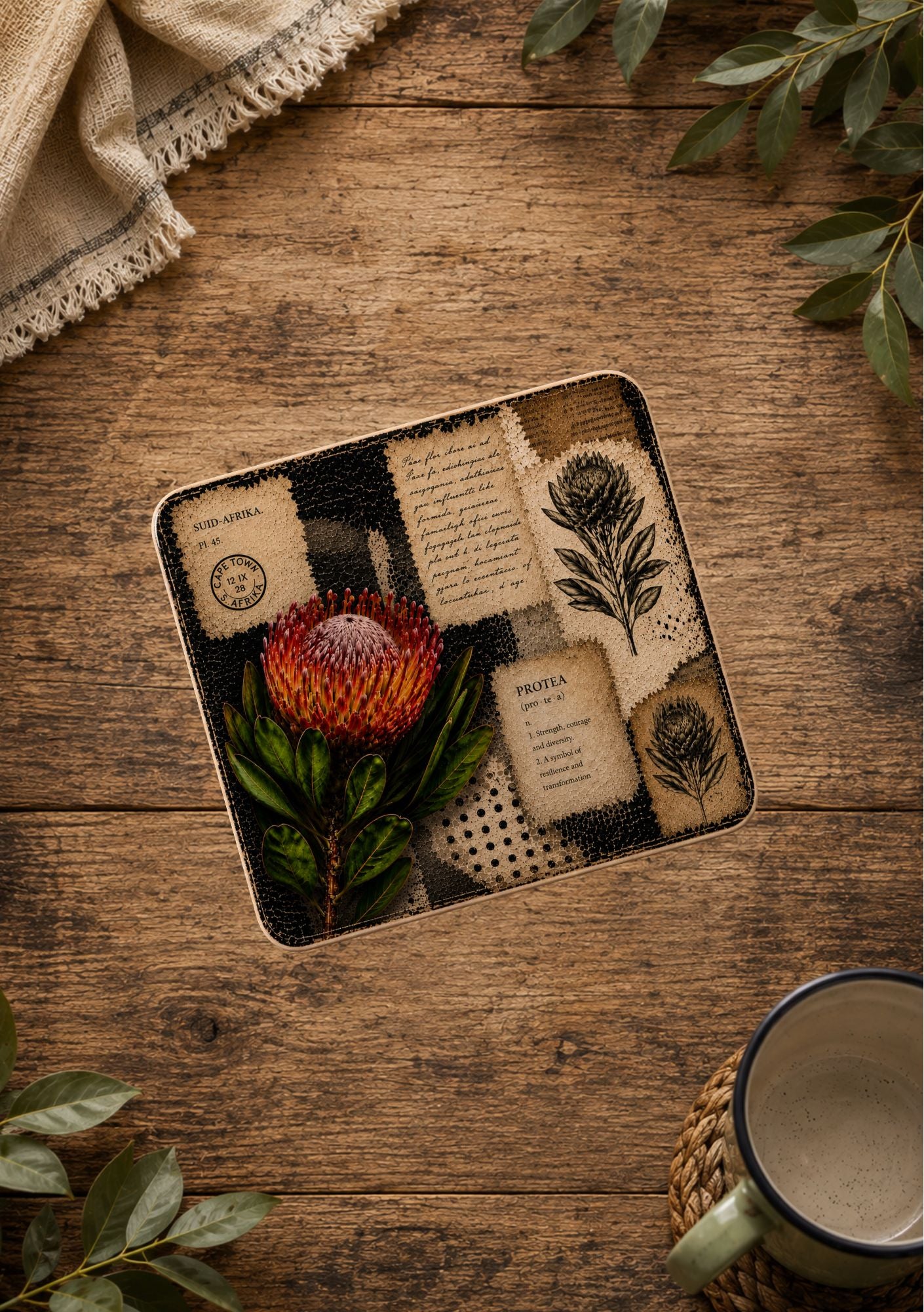Ceramic Tile Black & White Protea