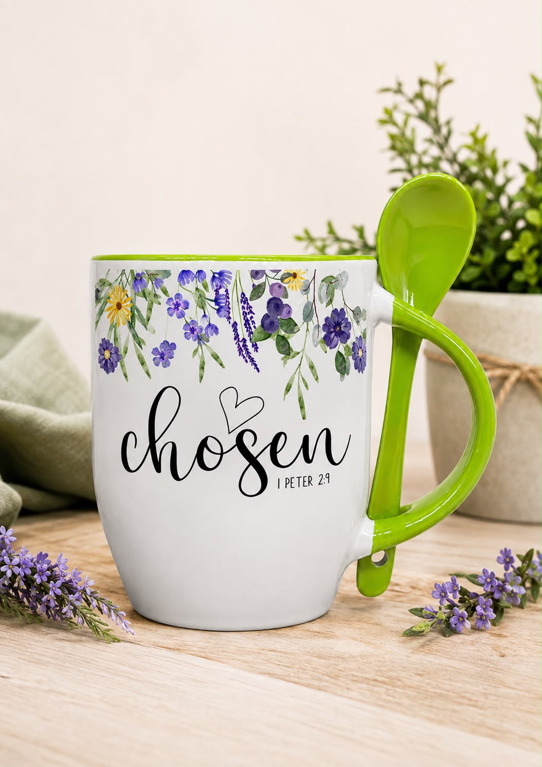 Coffee Mug With Spoon Bible Quotes